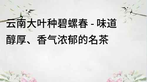 云南大叶种碧螺春 - 味道醇厚、香气浓郁的名茶