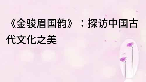 《金骏眉国韵》：探访中国古代文化之美