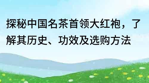 探秘中国名茶首领大红袍，了解其历史、功效及选购方法