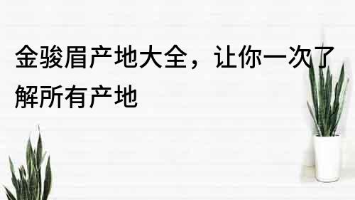 金骏眉产地大全，让你一次了解所有产地