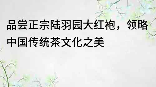 品尝正宗陆羽园大红袍，领略中国传统茶文化之美