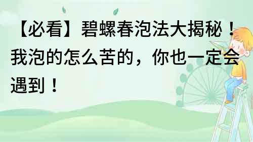 【必看】碧螺春泡法大揭秘！我泡的怎么苦的，你也一定会遇到！