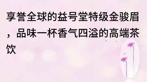 享誉全球的益号堂特级金骏眉，品味一杯香气四溢的高端茶饮