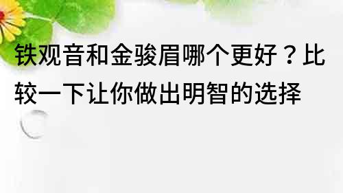 铁观音和金骏眉哪个更好？比较一下让你做出明智的选择