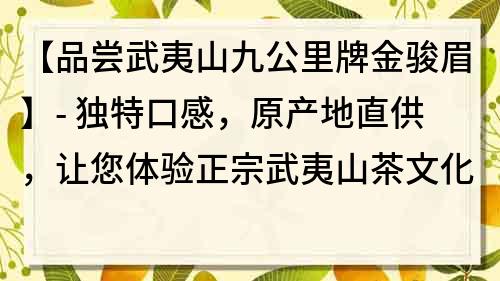 【品尝武夷山九公里牌金骏眉】- 独特口感，原产地直供，让您体验正宗武夷山茶文化