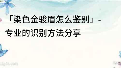 「染色金骏眉怎么鉴别」- 专业的识别方法分享