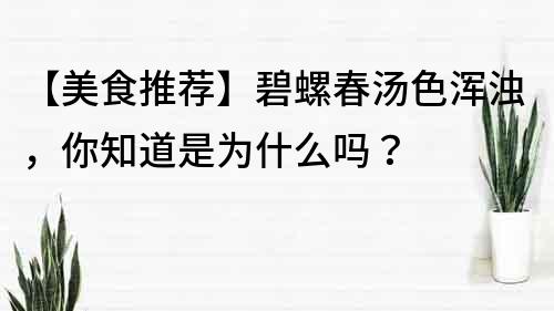 【美食推荐】碧螺春汤色浑浊，你知道是为什么吗？