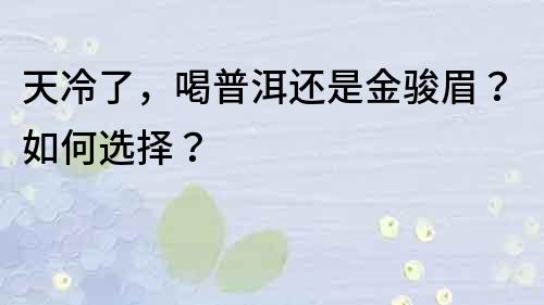 天冷了，喝普洱还是金骏眉？如何选择？