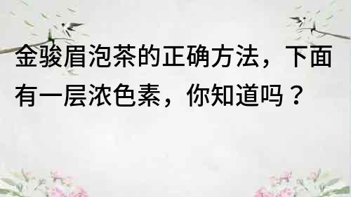 金骏眉泡茶的正确方法，下面有一层浓色素，你知道吗？