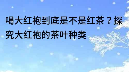 喝大红袍到底是不是红茶？探究大红袍的茶叶种类