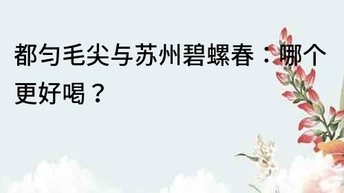 都匀毛尖与苏州碧螺春：哪个更好喝？