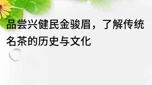 品尝兴健民金骏眉，了解传统名茶的历史与文化