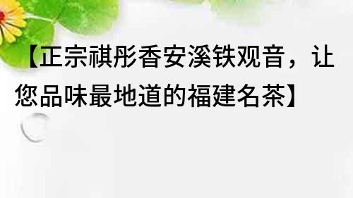 【正宗祺彤香安溪铁观音，让您品味最地道的福建名茶】