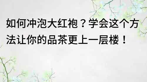 如何冲泡大红袍？学会这个方法让你的品茶更上一层楼！