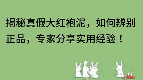 揭秘真假大红袍泥，如何辨别正品，专家分享实用经验！