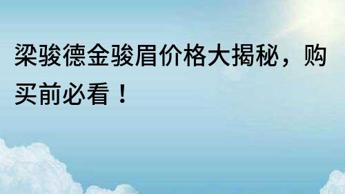 梁骏德金骏眉价格大揭秘，购买前必看！