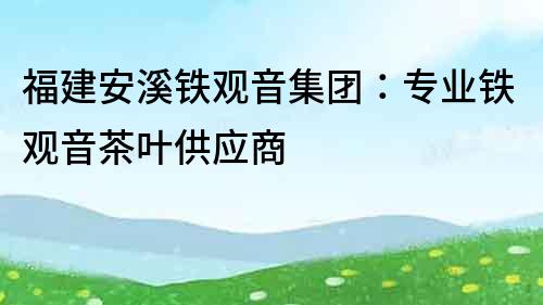 福建安溪铁观音集团：专业铁观音茶叶供应商