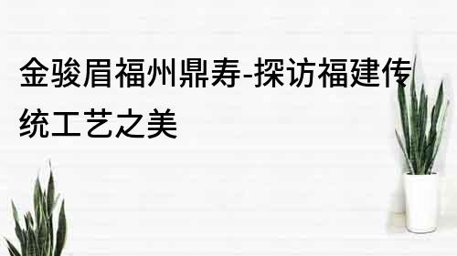 金骏眉福州鼎寿-探访福建传统工艺之美