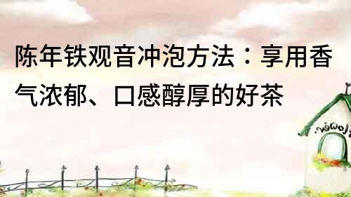 陈年铁观音冲泡方法：享用香气浓郁、口感醇厚的好茶