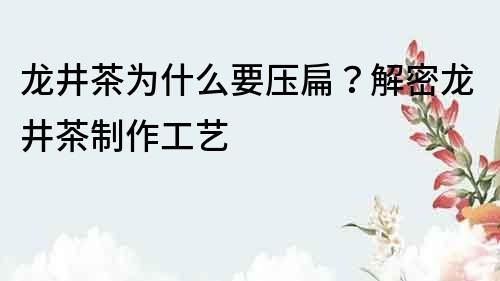 龙井茶为什么要压扁？解密龙井茶制作工艺