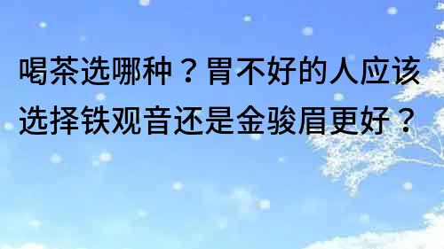 喝茶选哪种？胃不好的人应该选择铁观音还是金骏眉更好？