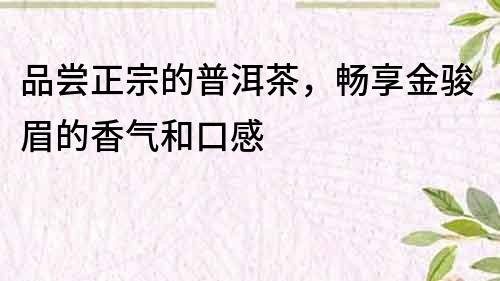 品尝正宗的普洱茶，畅享金骏眉的香气和口感