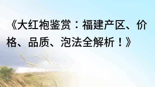 《大红袍鉴赏：福建产区、价格、品质、泡法全解析！》