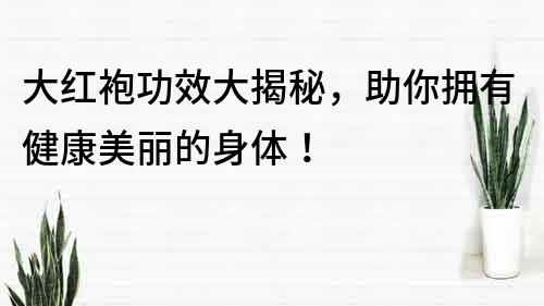 大红袍功效大揭秘，助你拥有健康美丽的身体！