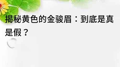 揭秘黄色的金骏眉：到底是真是假？