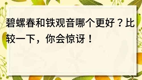 碧螺春和铁观音哪个更好？比较一下，你会惊讶！