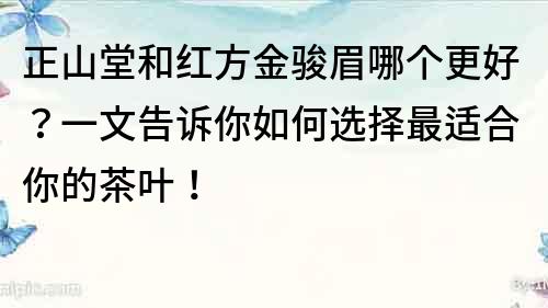 正山堂和红方金骏眉哪个更好？一文告诉你如何选择最适合你的茶叶！