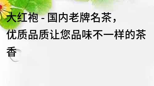 大红袍 - 国内老牌名茶，优质品质让您品味不一样的茶香