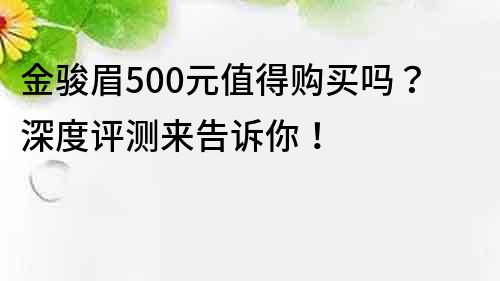 金骏眉500元值得购买吗？深度评测来告诉你！