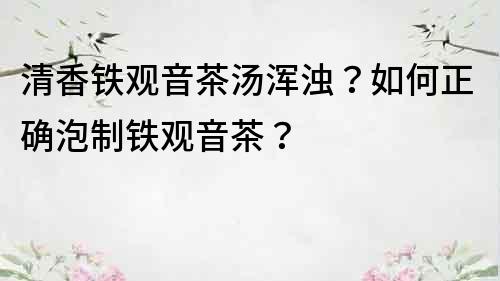 清香铁观音茶汤浑浊？如何正确泡制铁观音茶？