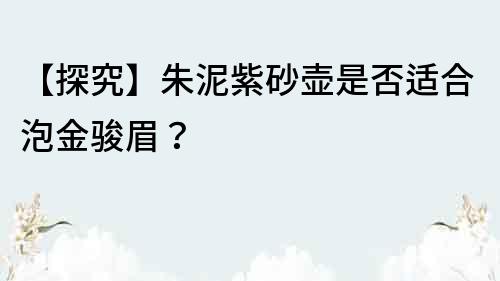 【探究】朱泥紫砂壶是否适合泡金骏眉？