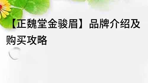 【正魏堂金骏眉】品牌介绍及购买攻略