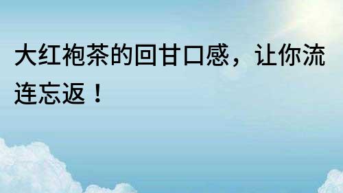 大红袍茶的回甘口感，让你流连忘返！