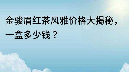 金骏眉红茶风雅价格大揭秘，一盒多少钱？