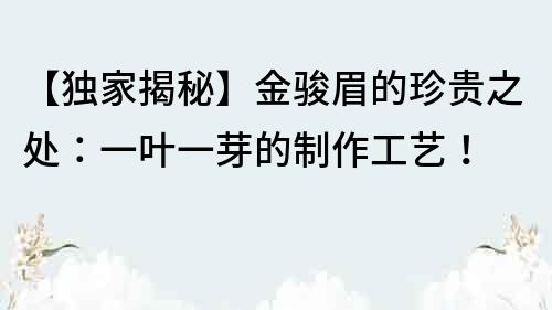 【独家揭秘】金骏眉的珍贵之处：一叶一芽的制作工艺！