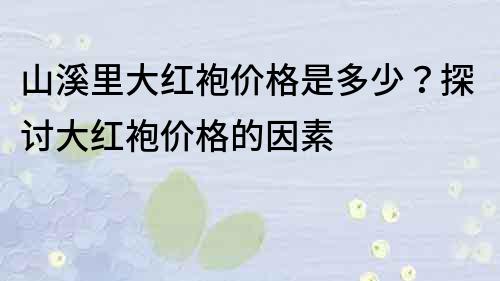 山溪里大红袍价格是多少？探讨大红袍价格的因素