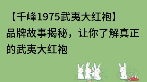 【千峰1975武夷大红袍】品牌故事揭秘，让你了解真正的武夷大红袍