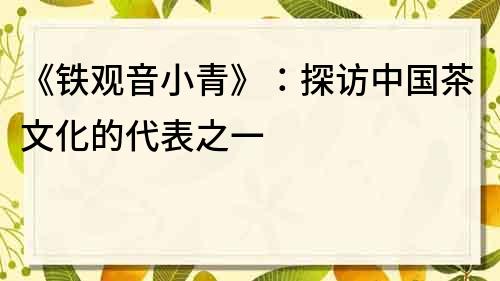 《铁观音小青》：探访中国茶文化的代表之一