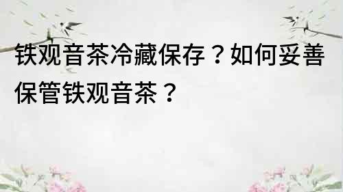 铁观音茶冷藏保存？如何妥善保管铁观音茶？