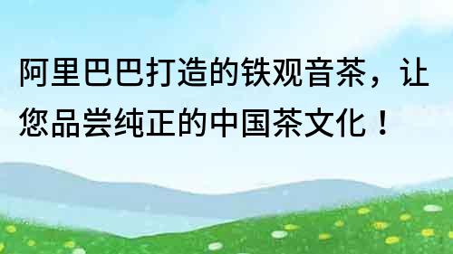 阿里巴巴打造的铁观音茶，让您品尝纯正的中国茶文化！