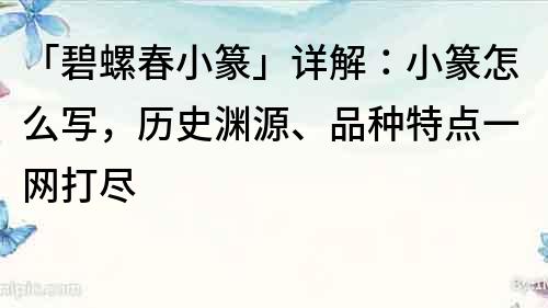 「碧螺春小篆」详解：小篆怎么写，历史渊源、品种特点一网打尽