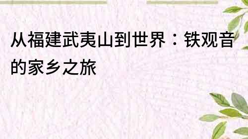 从福建武夷山到世界：铁观音的家乡之旅