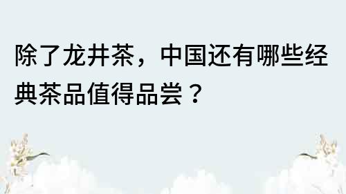 除了龙井茶，中国还有哪些经典茶品值得品尝？