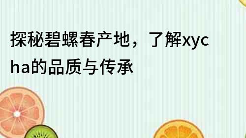 探秘碧螺春产地，了解xycha的品质与传承