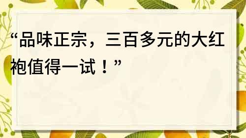 “品味正宗，三百多元的大红袍值得一试！”