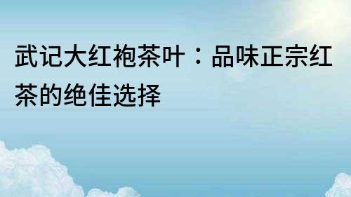 武记大红袍茶叶：品味正宗红茶的绝佳选择